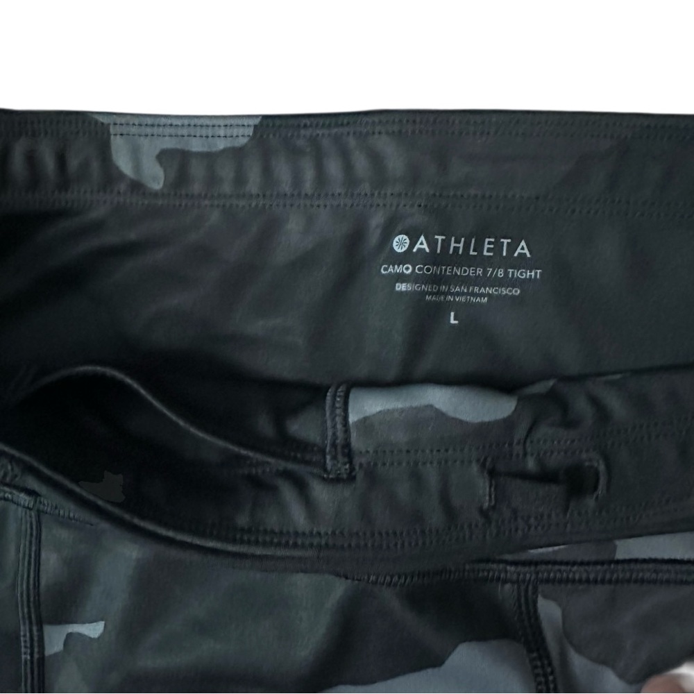 Athleta Camo Contender 7/8 Tight in PowerLift Mid Rise Leggings Black Sz Large - Picture 3 of 9
